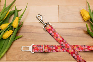 Pink and Gold Moroccan Dog Seatbelt