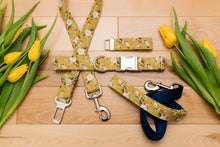 Load image into Gallery viewer, Mustard Yellow Floral Dog Seatbelt