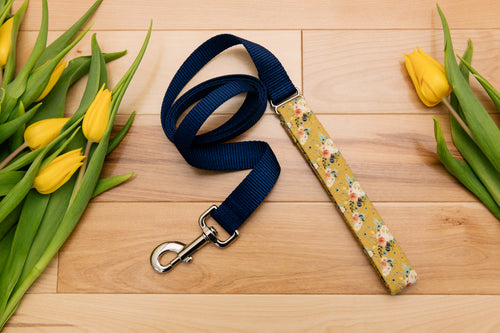Mustard Floral Customizable Matching Dog Leash