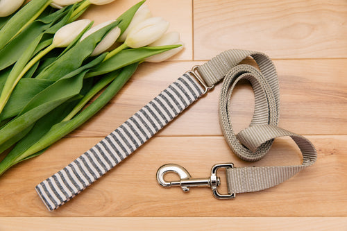 Blue-Grey Linen Blend Customizable Matching Dog Leash