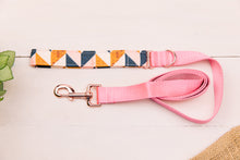 Load image into Gallery viewer, Pink, Navy and Tan Herringbone Matching Dog Leash