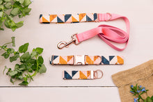 Load image into Gallery viewer, Pink, Navy and Tan Herringbone Matching Dog Leash