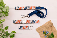 Load image into Gallery viewer, Grey, Tan and Navy Herringbone Matching Dog Leash