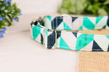 Load image into Gallery viewer, Pastel Blue and Navy Herringbone Dog Collar