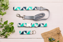 Load image into Gallery viewer, Pastel Blue and Navy Herringbone Matching Dog Leash