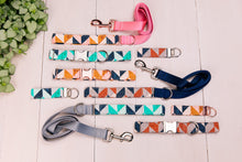 Load image into Gallery viewer, Pastel Blue and Navy Herringbone Dog Collar