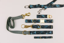 Load image into Gallery viewer, Charcoal and Gold Geometric Dog Collar