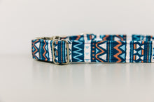 Load image into Gallery viewer, Navy Blue Aztec Water Resistant Dog Collar