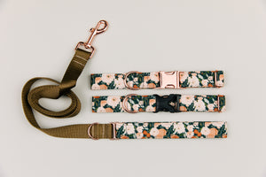 Charcoal Autumn Floral Water Resistant Dog Collar