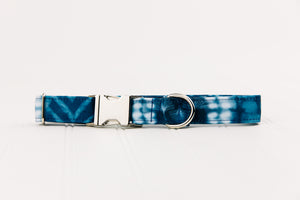 Denim Shibori Water Resistant Dog Collar