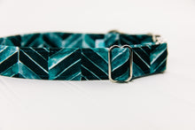 Load image into Gallery viewer, Deep Green Chevron Water Resistant Dog Collar