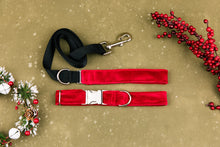 Load image into Gallery viewer, Red Velvet Festive Christmas Dog Collar