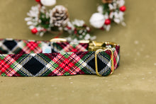 Load image into Gallery viewer, Black and Red Winter Plaid Dog Collar