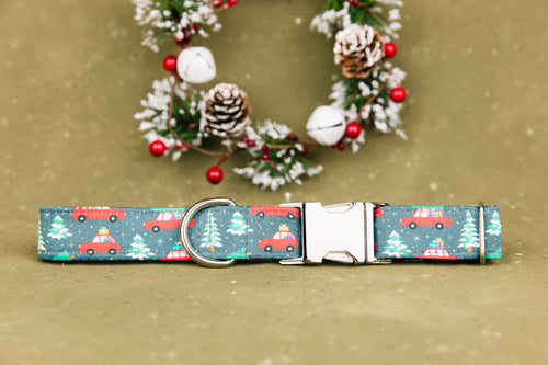 Car and Christmas Tree Dog Collar