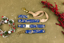 Load image into Gallery viewer, Blue Gilded Winter Floral Dog Collar