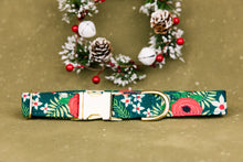 Load image into Gallery viewer, Water Resistant Green Floral Dog Collar
