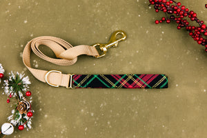 Gilded Festive Plaid Dog Collar