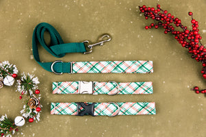 Christmas Mint Plaid Matching Dog Leash