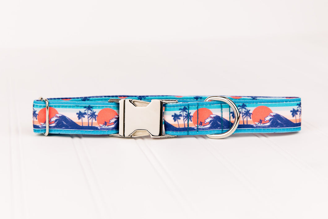 Surfing at Sunset Water Resistant Dog Collar