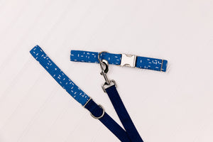 Yale Blue Crosshatch Matching Dog Leash