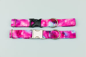 Fuchsia Tie Dye Water Resistant Dog Collar
