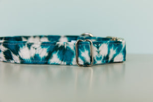 Teal Tie Dye Handcrafted Water Resistant Dog Collar