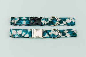 Teal Tie Dye Handcrafted Water Resistant Dog Collar