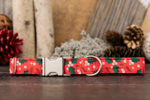 Red Holly Winter Dog Collar