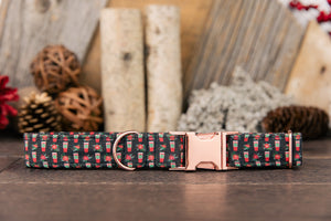 Coffee and Floral Winter Dog Collar