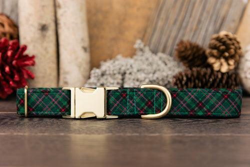 Hunter Green Plaid Dog Collar