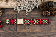 Load image into Gallery viewer, Red and Green Plaid Dog Collar