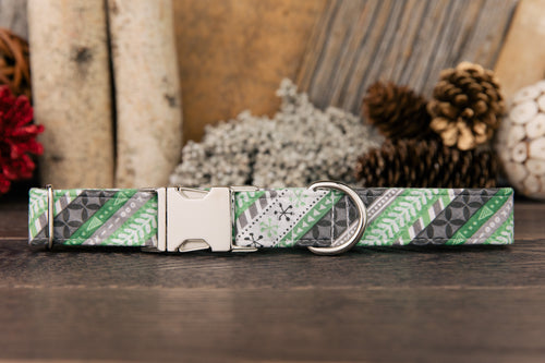 Green Nordic Striped Dog Collar