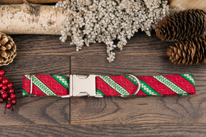 Red and Green Candy Cane Dog Collar
