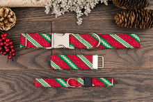 Load image into Gallery viewer, Red and Green Candy Cane Cat Collar