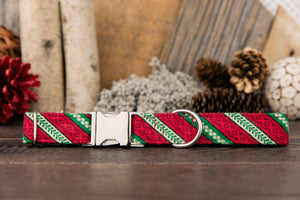 Red and Green Candy Cane Dog Collar