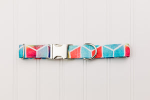 Water Resistant Geometric Colourful Dog Collar