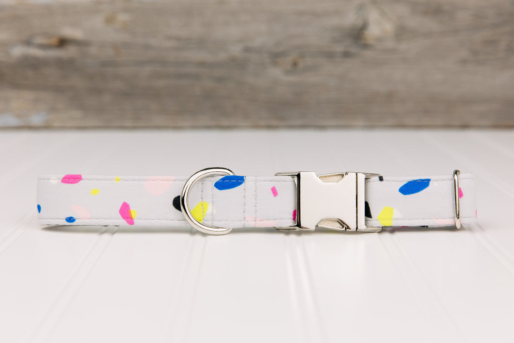 Grey with Neon Spots Dog Collar