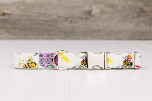 Colourful Bees Dog Collar