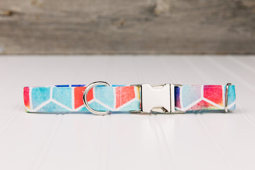 Water Resistant Geometric Colourful Dog Collar