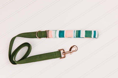Green and Pink Tropical Customizable Matching Dog Leash
