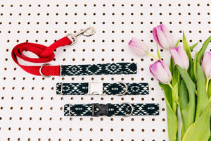 Water Resistant Black and White Aztec Matching Dog Leash