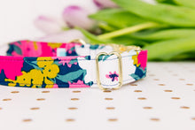 Load image into Gallery viewer, Giant Navy and Magenta Spring Bloom Dog Collar