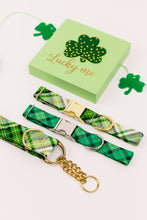 Load image into Gallery viewer, St Patrick&#39;s Day Hunter Green Plaid Dog Collar
