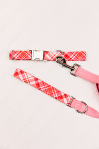 Red & Pink Plaid Valentine Dog Collar