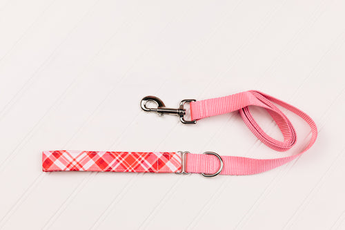 Red & Pink Plaid Valentine Matching Dog Leash