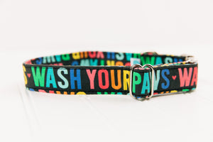Wash Your Paws Rainbow Dog Collar