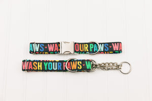 Wash Your Paws Rainbow Dog Collar