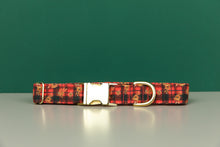 Load image into Gallery viewer, Gilded Floral Tartan Water Resistant Dog Collar