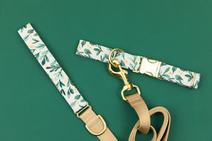 Gold Winter Berry Sprigs Matching Dog Leash