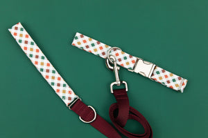 Red, Green and Gold Plaid Matching Dog Leash